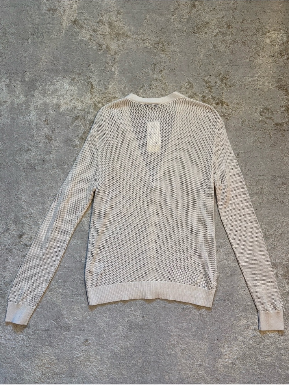 Cleo Petites Cream NWT Mesh Open-Work Button Front Cardigan Size Small Petite - Picture 8 of 12